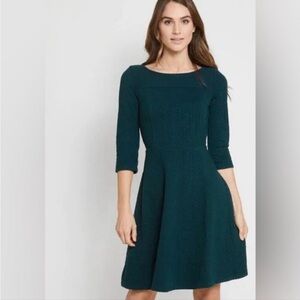 Elegant Teal Cable Knit Dress